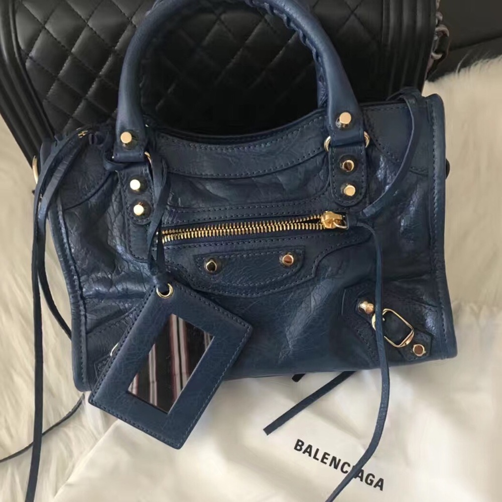 「SOLD」AUTH NEW BALENCIAGA MINI CITY IN MIDNIGHT BLUE